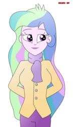 Size: 1156x1998 | Tagged: safe, artist:crazautiz, princess celestia, principal celestia, equestria girls, g4, clothes, female, hands behind back, pants, scarf, simple background, solo, transparent background, winter outfit
