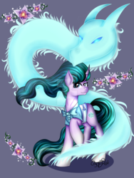 Size: 1024x1365 | Tagged: safe, artist:shamy-crist, mistmane, pony, unicorn, g4, clothes, female, magic, mare, solo, watermark