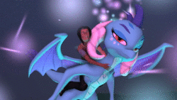 Size: 1280x720 | Tagged: safe, princess ember, oc, oc:nick, dragon, human, g4, 3d, animated, dragoness, duo, female, flying, humans riding dragons, male, man, no sound, riding, source filmmaker, webm