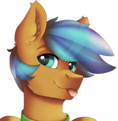 Size: 2097x2160 | Tagged: dead source, safe, artist:ritter, oc, oc only, oc:bluemist, bat pony, pony, avatar, bat pony oc, collar, cute, fangs, happy, high res, male, simple background, solo, stallion, tongue out, transparent background