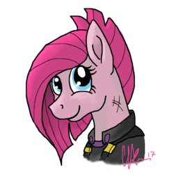 Size: 1024x1024 | Tagged: safe, artist:timelord909, pinkie pie, earth pony, pony, g4, the cutie re-mark, apinkalypse pie, bust, crystal war timeline, cute, cuteamena, female, mare, pinkamena diane pie, portrait, simple background, solo, transparent background