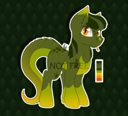 Size: 1975x1784 | Tagged: safe, artist:najti, oc, oc only, original species, snake, snake pony, adoptable, cute, female, flat colors, for sale, forked tongue, green, green background, looking at you, mare, simple background, slit pupils, snake eyes, snake tail, solo, spikes, watermark