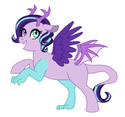 Size: 900x845 | Tagged: safe, artist:cascayd, oc, oc only, draconequus, draconequus oc, interspecies offspring, offspring, parent:discord, parent:starlight glimmer, solo