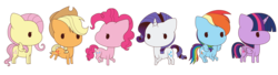 Size: 5000x1361 | Tagged: safe, artist:princess-of-the-nigh, applejack, fluttershy, pinkie pie, rainbow dash, rarity, twilight sparkle, alicorn, earth pony, pegasus, pony, unicorn, g4, chibi, cute, dashabetes, diapinkes, female, jackabetes, mane six, mare, raribetes, shyabetes, twiabetes, twilight sparkle (alicorn)