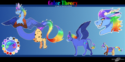 Size: 2000x1003 | Tagged: safe, artist:bijutsuyoukai, oc, oc only, oc:color theory, draconequus, pony, male, offspring, parent:discord, parent:rainbow dash, parents:discodash, reference sheet, solo