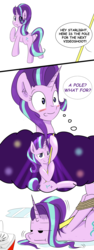 Size: 1500x4000 | Tagged: safe, artist:yinglung, starlight glimmer, pony, unicorn, g4, abuse, bondage, comic, eye clipping through hair, female, funny, glimmerbuse, mare, mop, moplight glimmer, solo, stripper pole, there is no wrong way to fantasize, thought bubble, wet mane