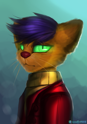 Size: 2480x3507 | Tagged: safe, artist:monochromacat, capper dapperpaws, cat, anthro, g4, my little pony: the movie, clothes, green eyes, high res, looking at you, male, solo