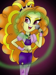 Size: 1024x1365 | Tagged: safe, artist:lavenderrain24, adagio dazzle, equestria girls, g4, my little pony equestria girls: rainbow rocks, belly button, clothes, female, fingerless gloves, gloves, microphone, midriff, open mouth, singing, solo