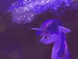 Size: 1152x865 | Tagged: safe, artist:laurasrxfgcc, twilight sparkle, pony, g4, abstract background, female, floppy ears, mare, profile, sad, solo