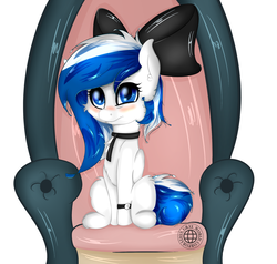 Size: 2000x1900 | Tagged: safe, artist:grayworldcorporation, oc, oc only, oc:diamond shine, pegasus, pony, blushing, bow, chair, eye twitch, female, hair bow, hesitant, looking at you, mare, necktie, simple background, sitting, solo, watch, white background