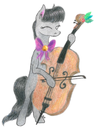 Size: 1256x1672 | Tagged: safe, artist:pony-from-everfree, octavia melody, g4, bow (instrument), bowtie, cello, cello bow, female, holly, jingle bells, musical instrument, musician, solo, traditional art
