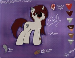 Size: 1280x991 | Tagged: safe, artist:drawing-assassin-art, artist:lucky dragon, oc, oc only, oc:era, pony, unicorn, collaboration, female, mare, reference sheet, solo