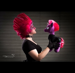 Size: 1080x1052 | Tagged: safe, artist:snizabelle, tempest shadow, human, pony, g4, my little pony: the movie, clothes, cosplay, costume, human ponidox, irl, irl human, photo, plushie, self plushidox, self ponidox