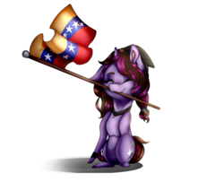 Size: 1633x1327 | Tagged: safe, artist:symphstudio, oc, oc only, oc:symphony diamond, pony, unicorn, chibi, female, flag, hilarious in hindsight, mare, mouth hold, simple background, solo, transparent background, venezuela