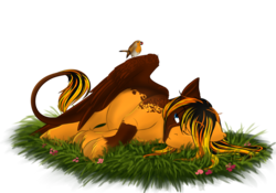 Size: 1600x1121 | Tagged: safe, artist:blackblood-queen, oc, oc only, oc:daniel dasher, bird, pegasus, pony, grass, leonine tail, simple background, transparent background, unshorn fetlocks