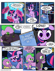 Size: 1275x1650 | Tagged: safe, artist:dsana, spike, twilight sparkle, dragon, pony, comic:the shadow shard, g4, abuse, adventure in the comments, angry, baby, baby spike, book, comic, crying, female, filly, filly twilight sparkle, spikeabuse, teething, yelling, younger