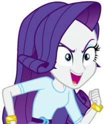 Size: 1726x2048 | Tagged: safe, artist:thebarsection, rarity, equestria girls, g4, >:d, clothes, evil smile, female, open mouth, simple background, skirt, smiling, smirk, solo, transparent background, wristband