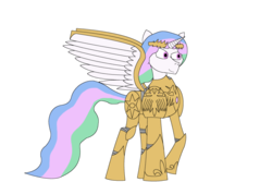 Size: 3000x2000 | Tagged: safe, artist:infinita est lux solis, princess celestia, alicorn, pony, g4, armor, female, god empress of ponykind, heresy, high res, mare, multicolored mane, multicolored tail, power armor, praise the sun, purple eyes, royalty, simple background, smiling, spread wings, transparent background, warhammer (game), warhammer 40k, warrior, warrior celestia