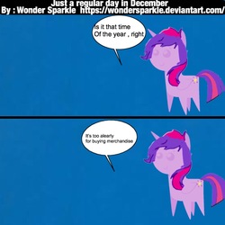 Size: 768x768 | Tagged: safe, artist:wonderschwifty, oc, oc only, oc:wonder sparkle, alicorn, pony, 1000 hours in ms paint, alicorn oc, comic, dialogue, engrish, female, mare, pointy ponies, simple background, that time of the month