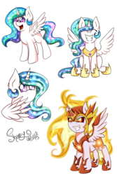 Size: 1024x1536 | Tagged: safe, artist:shamy-crist, daybreaker, princess celestia, pony, g4, chibi, eyes closed, female, mare, simple background, sitting, spread wings, transparent background, wings