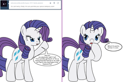 Size: 1204x800 | Tagged: safe, artist:dekomaru, rarity, pony, tumblr:ask twixie, g4, ask, female, mare, misspelling, simple background, solo, tumblr, white background