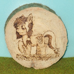 Size: 3272x3248 | Tagged: safe, artist:malte279, oc, oc only, oc:colonia, earth pony, pony, cologne, high res, mascot, pyrography, traditional art