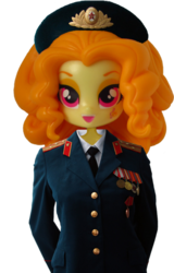 Size: 479x748 | Tagged: safe, artist:whatthehell!?, edit, adagio dazzle, equestria girls, g4, clothes, doll, equestria girls minis, hat, irl, medals, military uniform, outfit, photo, simple background, soviet, toy, transparent background