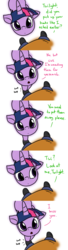 Size: 5163x18967 | Tagged: safe, alternate version, artist:rainysunshine, twilight sparkle, oc, oc:anon, alicorn, human, pony, g4, absurd resolution, adorable distress, behaving like a cat, clothes, comic, conversation, cute, female, filly, filly twilight sparkle, floppy ears, humor, looking at you, looking up, offscreen character, perspective, pov, rainysunshine is trying to murder us, shoes, twiabetes, twilight cat, twilight sparkle (alicorn), weapons-grade cute, wuv, wuv u, younger