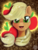 Size: 1600x2108 | Tagged: safe, artist:grayworldcorporation, applejack, earth pony, pony, g4, blurry, bust, cutie mark, cutie mark background, face, female, looking at you, mare, open mouth, portrait, smiling, solo