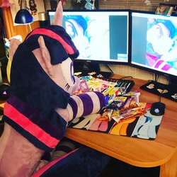 Size: 2048x2048 | Tagged: safe, artist:epicrainbowcrafts, twilight sparkle, g4, candy, clothes, computer, food, high res, irl, photo, plushie, socks, striped socks, sweets