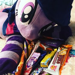 Size: 2047x2047 | Tagged: safe, artist:epicrainbowcrafts, twilight sparkle, g4, candy, clothes, food, high res, irl, photo, plushie, socks, striped socks, sweets