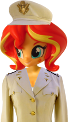 Size: 451x798 | Tagged: safe, artist:whatthehell!?, edit, sunset shimmer, equestria girls, g4, clothes, doll, equestria girls minis, irl, jacket, military uniform, outfit, photo, simple background, toy, transparent background, world war ii