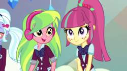 Size: 1280x718 | Tagged: safe, screencap, lemon zest, sour sweet, sugarcoat, equestria girls, equestria girls specials, g4, my little pony equestria girls: dance magic, cute, open mouth, smiling, sourbetes, zestabetes