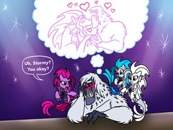 Size: 2048x1536 | Tagged: safe, artist:melspyrose, storm king, siren, yeti, g4, my little pony: the movie, crush, heart, missing accessory, siren oc, thought bubble