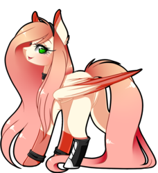 Size: 2300x2527 | Tagged: safe, artist:bambudess, oc, oc only, oc:akarui sakura, pegasus, pony, blank flank, commission, converse, female, high res, looking back, mare, shoes, simple background, smiling, solo, transparent background, wristband