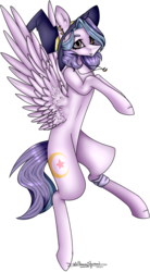 Size: 552x998 | Tagged: safe, artist:ohflaming-rainbow, oc, oc only, oc:shylu, pegasus, pony, female, hat, mare, simple background, solo, transparent background, witch hat