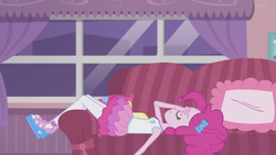 Size: 854x480 | Tagged: safe, screencap, pinkie pie, equestria girls, g4, my little pony equestria girls: better together, pinkie sitting, couch, female, solo