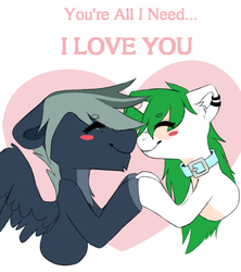 Size: 1471x1659 | Tagged: safe, artist:sugarstar, oc, oc only, oc:mr.rich, oc:sugarstar, pegasus, pony, unicorn, boop, collar, ear piercing, eyes closed, female, gift art, horn, love, male, mare, noseboop, piercing, simple background, smiling, stallion, wings