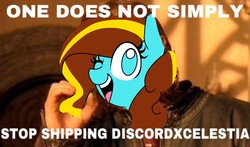 Size: 555x327 | Tagged: safe, oc, oc only, oc:ilovekimpossiblealot, female, male, meme, one does not simply walk into mordor, ship:dislestia, shipping, solo, straight