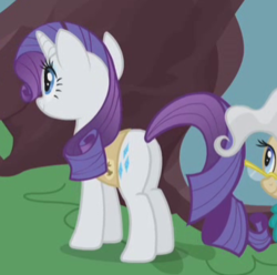 Size: 344x341 | Tagged: safe, screencap, rarity, g4, winter wrap up, butt, cropped, plot