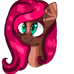 Size: 500x500 | Tagged: safe, artist:time-lime, oc, oc only, oc:pink rosie, pony, bust, coat markings, cute, face, female, happy, head, heart eyes, manga, mare, piebald, pink mane, pinto, simple background, smiling, solo, transparent background, wingding eyes