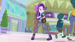 Size: 1280x718 | Tagged: safe, screencap, leafy mint, mint chip, starlight glimmer, equestria girls, equestria girls specials, g4, my little pony equestria girls: mirror magic, background human, canterlot mall, legs