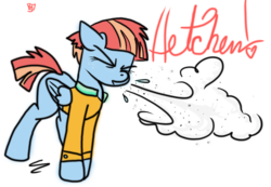 Size: 10336x7168 | Tagged: safe, artist:rainysunshine, windy whistles, g4, absurd file size, absurd resolution, female, simple background, sneeze cloud, sneezing, solo, sound effects, spray, transparent background