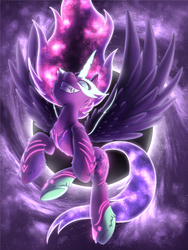 Size: 1875x2500 | Tagged: safe, artist:shad0w-galaxy, sci-twi, twilight sparkle, alicorn, pony, g4, equestria girls ponified, evil grin, female, grin, looking at you, mare, midnight sparkle, ponified, sci-twilicorn, smiling, solo, twilight sparkle (alicorn)