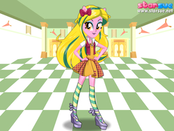 Size: 800x600 | Tagged: safe, artist:user15432, lemon zest, human, equestria girls, g4, my little pony equestria girls: friendship games, bow, clothes, crystal prep shadowbolts, dressup game, hair bow, hand on hip, hasbro, hasbro studios, outfit, ponied up, school spirit, school uniform, schoolgirl, shoes, socks, solo, starsue
