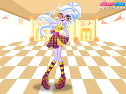 Size: 800x600 | Tagged: safe, artist:user15432, sugarcoat, human, equestria girls, g4, my little pony equestria girls: friendship games, boots, bracelet, clothes, crystal prep shadowbolts, dressup game, glasses, hand on hip, hasbro, hasbro studios, high heel boots, jewelry, ponied up, school spirit, school uniform, schoolgirl, shoes, socks, solo, starsue, striped socks