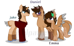 Size: 1710x1070 | Tagged: safe, artist:pixelpatter116, oc, oc only, oc:daniel, oc:emma, oc:jake, simple background, transparent background