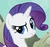 Size: 696x660 | Tagged: safe, screencap, rarity, pony, unicorn, a dog and pony show, g4, my little pony: friendship is magic, cropped, dreamworks face, female, hub logo, looking at you, raised eyebrow, reaction image, smiling, smirk, smugity, solo