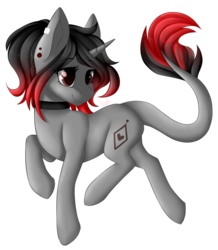 Size: 1200x1378 | Tagged: safe, artist:dustyonyx, oc, oc only, oc:cynder, collar, female, signature, simple background, solo, transparent background, ych result