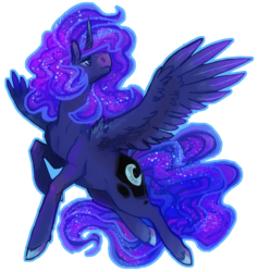 Size: 4181x4405 | Tagged: safe, artist:snickerdoobles, princess luna, alicorn, pony, g4, absurd resolution, cutie mark, ethereal mane, female, flying, mare, simple background, solo, spread wings, transparent background, wings